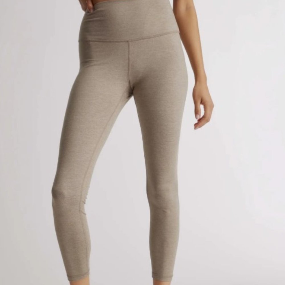 Quince Ultra Soft Performance Legging Heather Oatmeal 25" Inseam Size Small